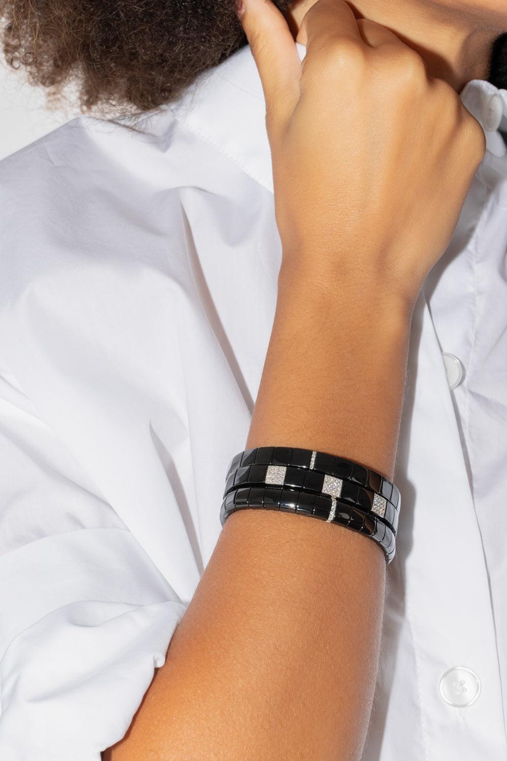 Pura Ceramic Diamond Bars Bracelet-WHITE GOLD-JEWELRYFINE JEWELBRACELET O-ROBERTO DEMEGLIO