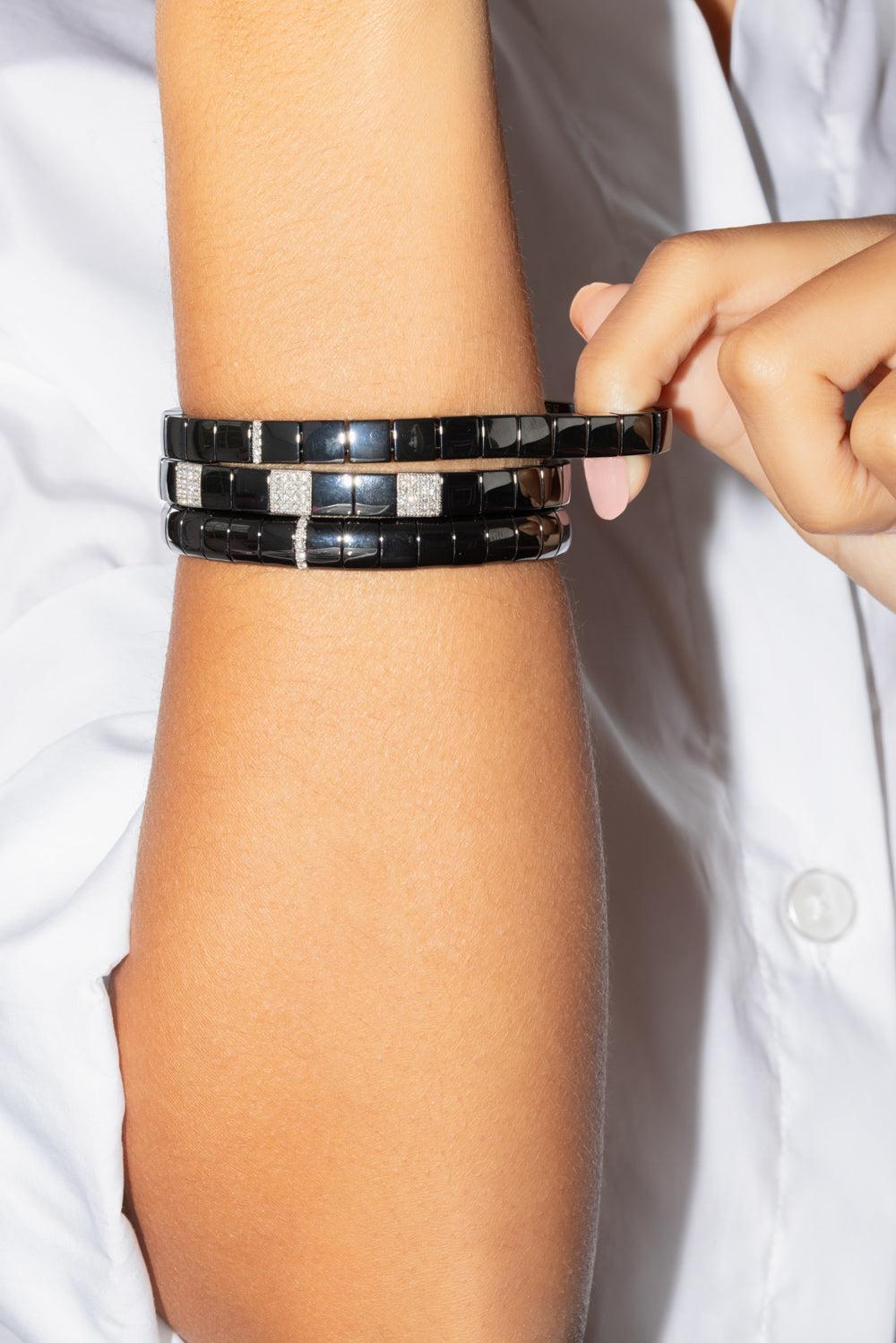 Pura Ceramic Diamond Bars Bracelet-WHITE GOLD-JEWELRYFINE JEWELBRACELET O-ROBERTO DEMEGLIO