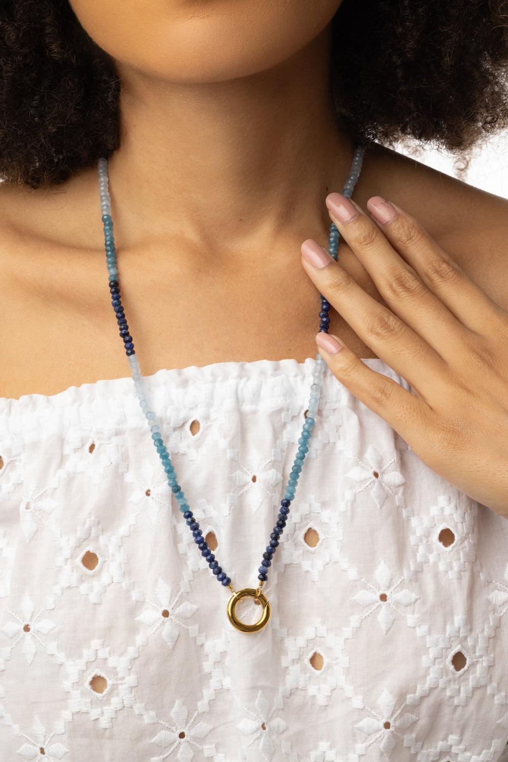 Blue Turquoise Agate Beaded Necklace-BLUE-JEWELRYBOUTIQUENECKLACE O-HIJAS DE PUKA
