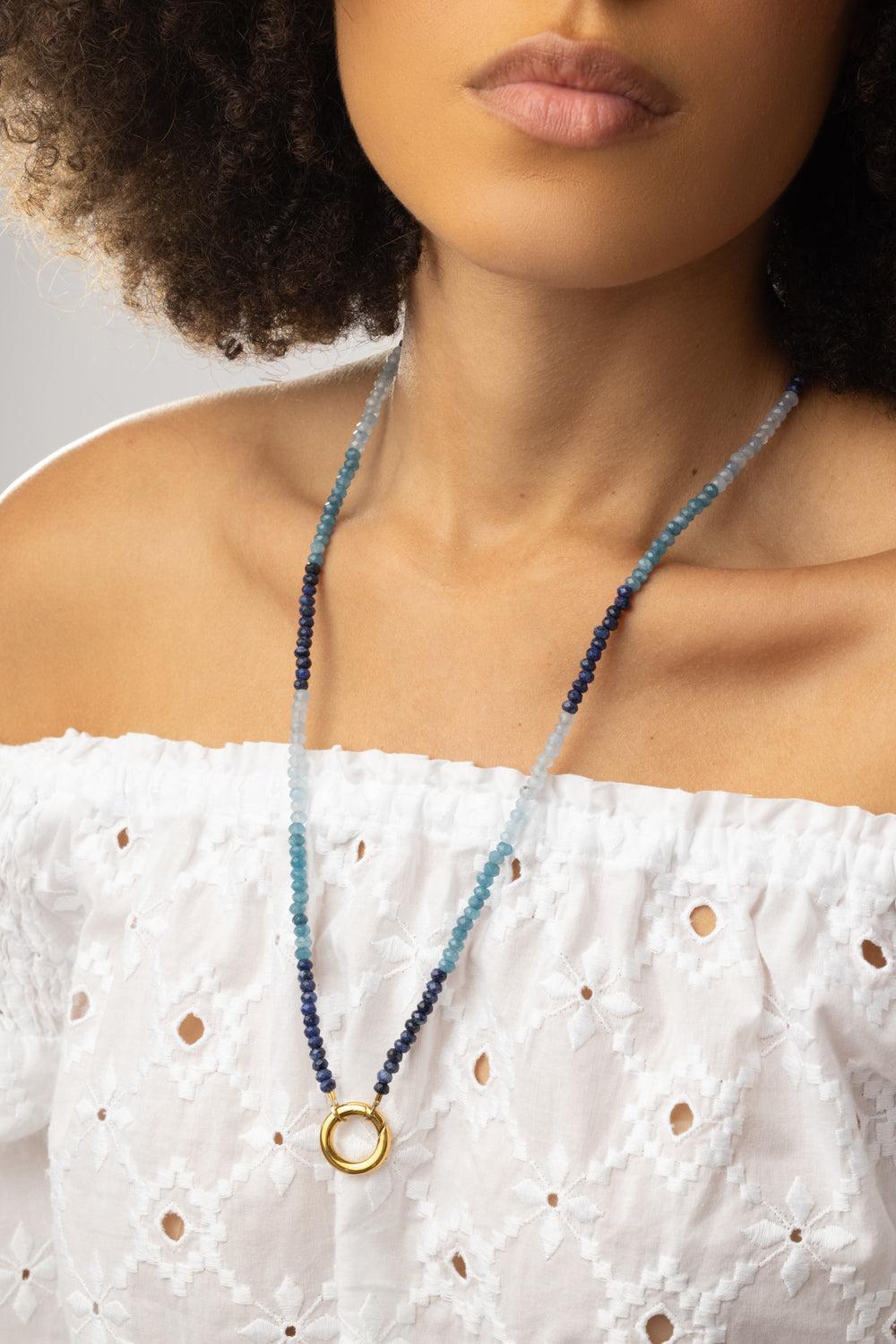 Blue Turquoise Agate Beaded Necklace-BLUE-JEWELRYBOUTIQUENECKLACE O-HIJAS DE PUKA