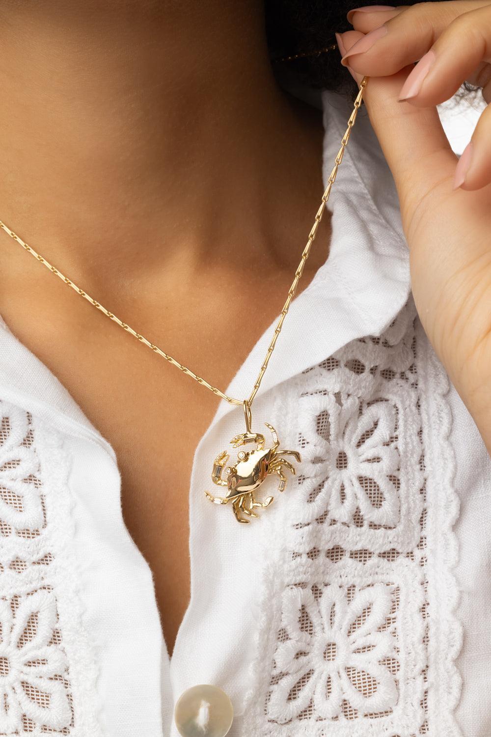 Medium Cancer Zodiac Necklace-YELLOW GOLD-18-JEWELRYFINE JEWELNECKLACE O-BRENT NEALE
