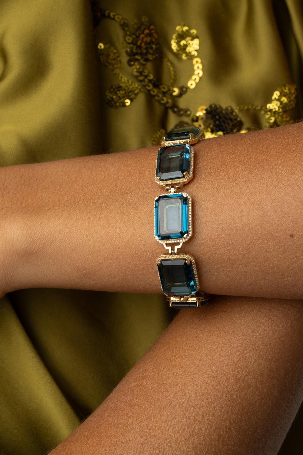 London Blue Topaz Gossip Bracelet-YELLOW GOLD-6.75-JEWELRYFINE JEWELBRACELET O-GOSHWARA