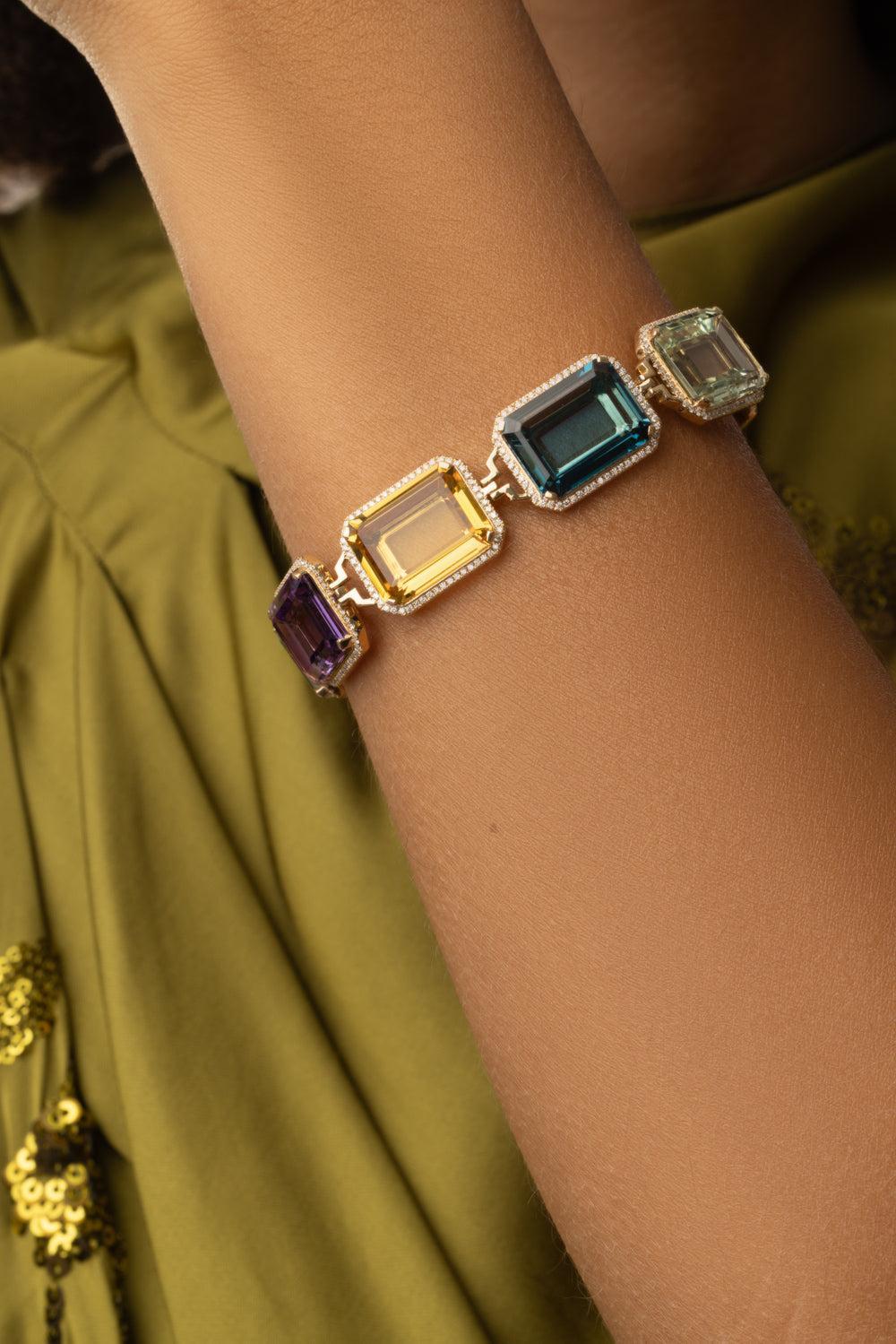 Amethyst Prasiolite Gossip Bracelet-YELLOW GOLD-6-JEWELRYFINE JEWELBRACELET O-GOSHWARA