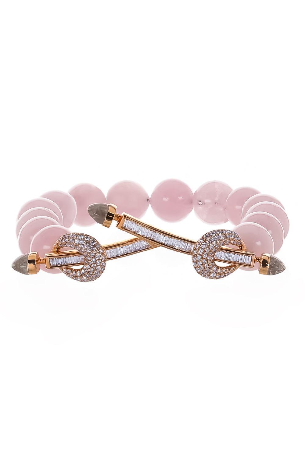 Morganite Diamond Jumbo Twin Bar Chakra Bracelet-ROSE GOLD-JEWELRYFINE JEWELBRACELET O-ANANYA