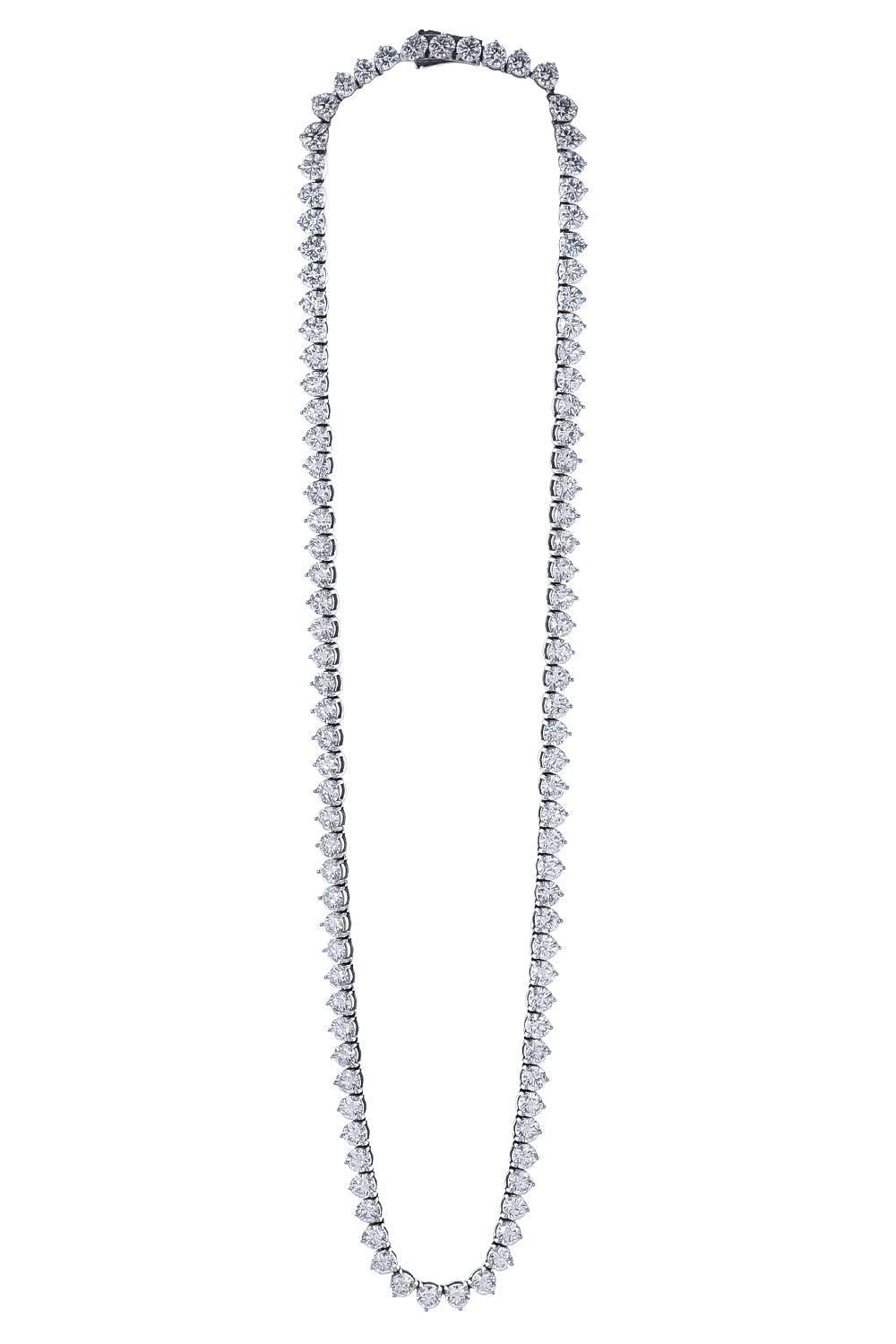Lab-Grown Diamond Three Prong Tennis Necklace-WHITE GOLD-18-JEWELRYFINE JEWELNECKLACE O-WITH LOVE TRAVEL