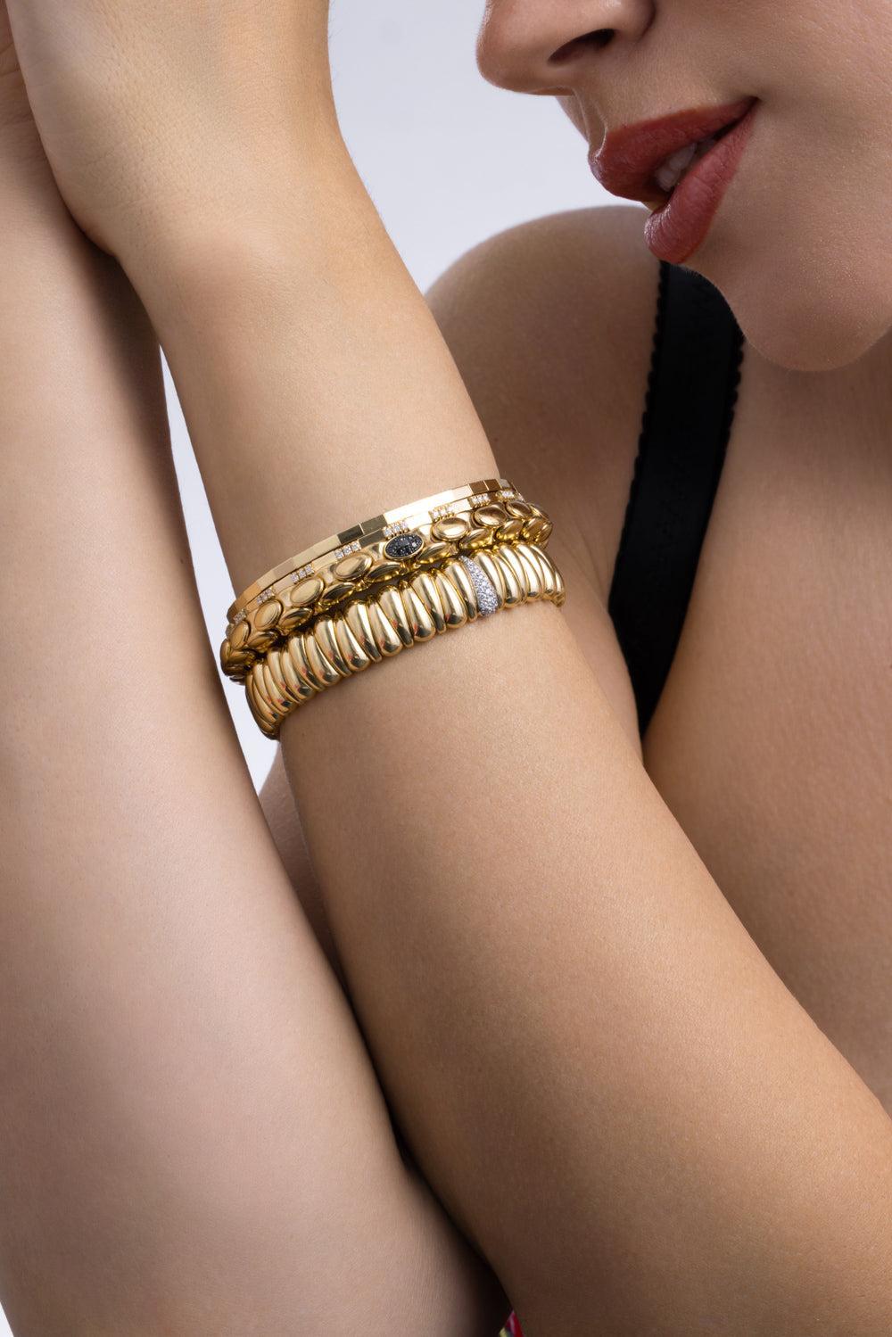 Black Diamond Anaconda Bracelet-YELLOW GOLD-JEWELRYFINE JEWELBRACELET O-ROBERTO DEMEGLIO