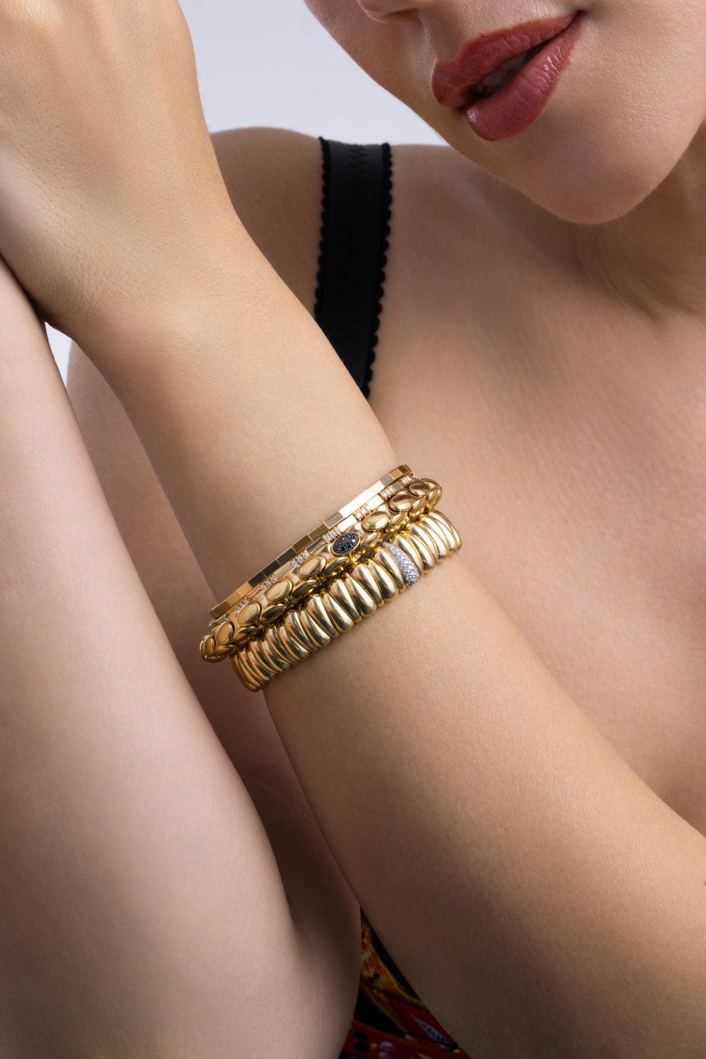 Black Diamond Anaconda Bracelet-YELLOW GOLD-JEWELRYFINE JEWELBRACELET O-ROBERTO DEMEGLIO