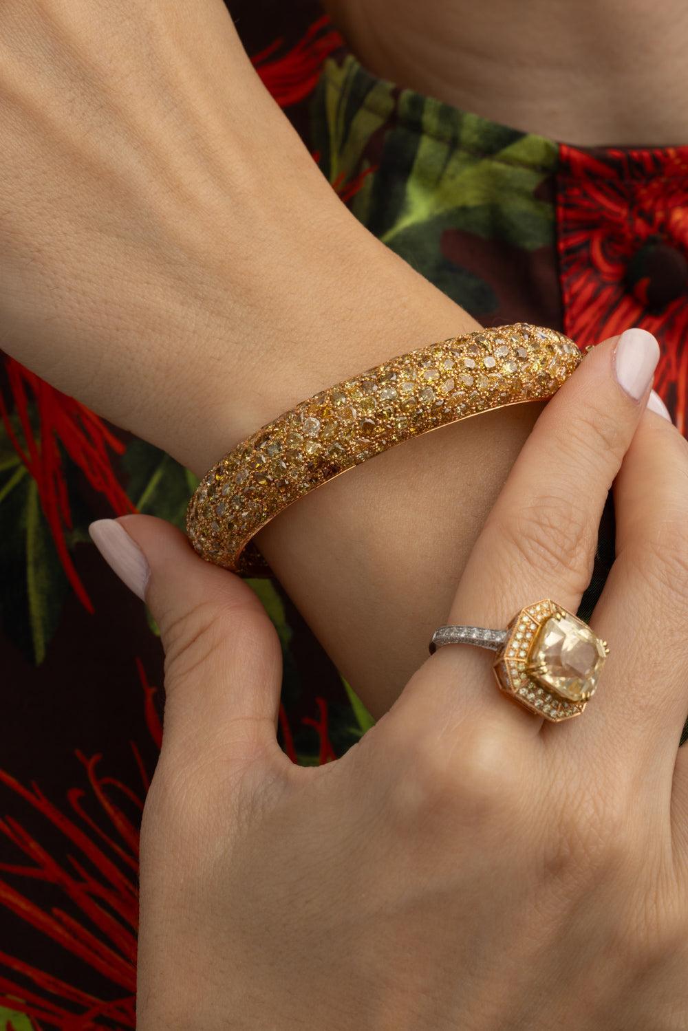 Champagne Mixed Diamond Bracelet-YELLOW GOLD-JEWELRYFINE JEWELBRACELET O-ALEXANDER LAUT