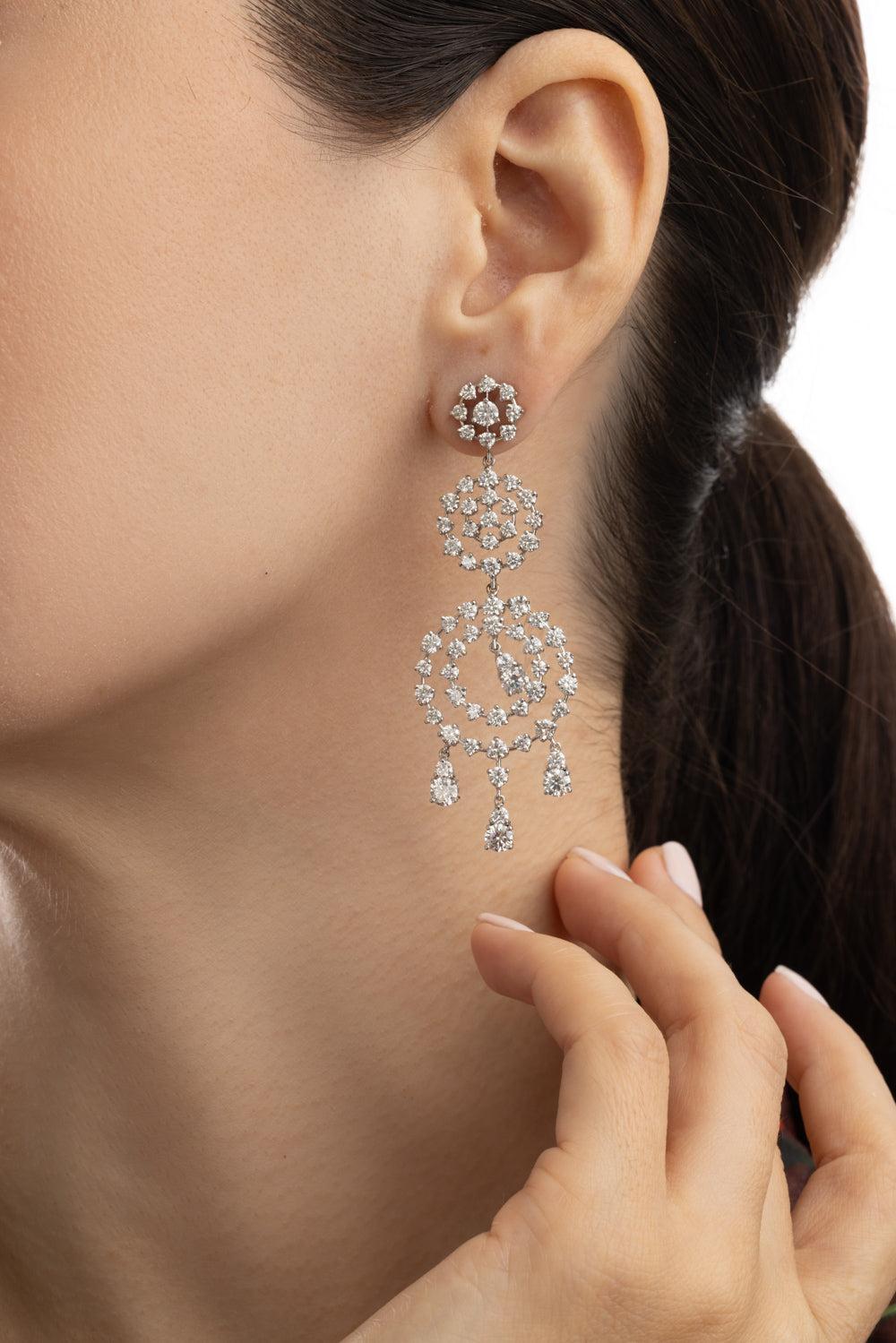 Diamond Three Drop Dangle Earrings-WHITE GOLD-JEWELRYFINE JEWELEARRING-ALEXANDER LAUT