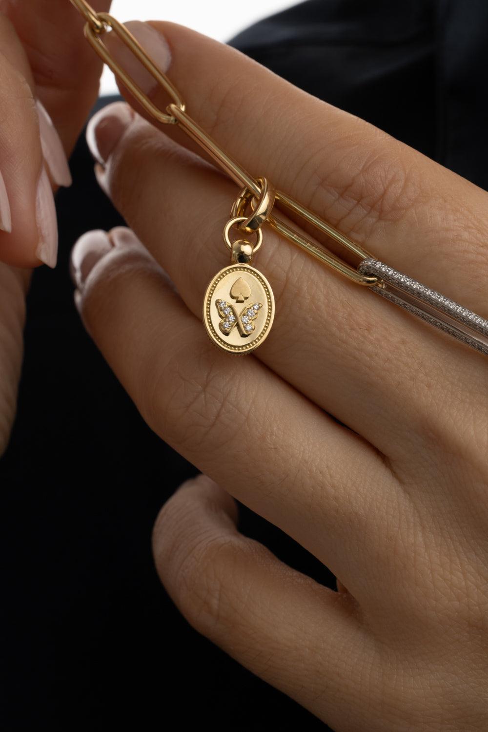 Reverie - Mini Crest with Annex Link Pendant-YELLOW GOLD-JEWELRYFINE JEWELPENDANT-FOUNDRAE