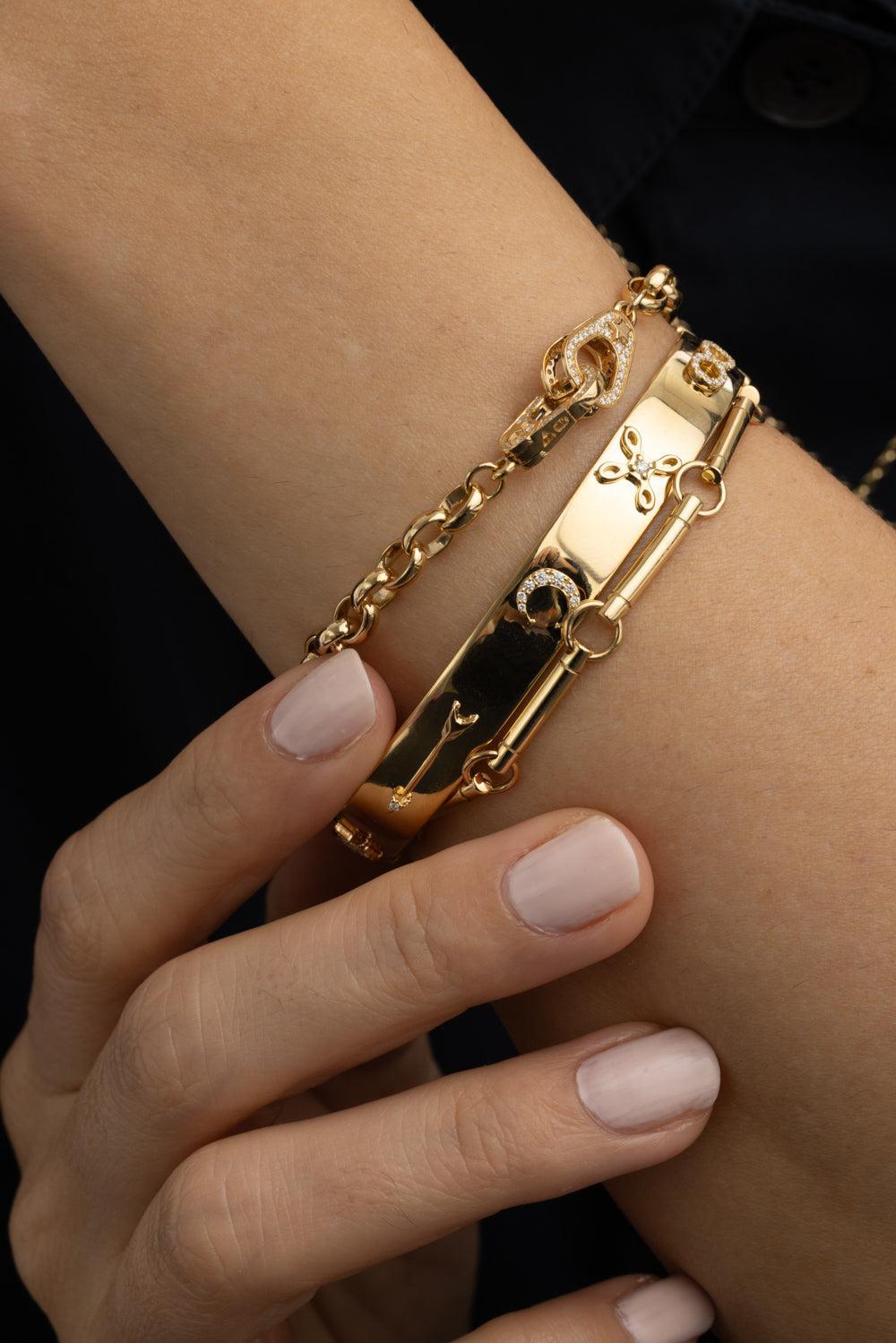 Sister Hook - Heavy Diamond Belcher Bracelet-YELLOW GOLD-JEWELRYFINE JEWELBRACELET O-FOUNDRAE