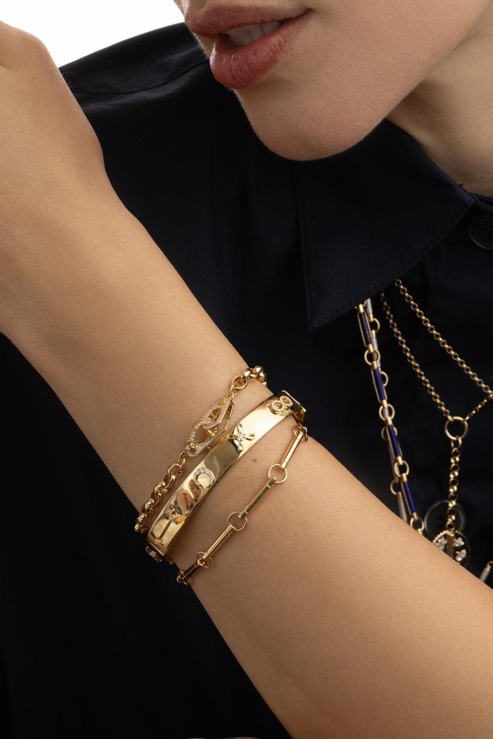 Sister Hook - Heavy Diamond Belcher Bracelet-YELLOW GOLD-JEWELRYFINE JEWELBRACELET O-FOUNDRAE
