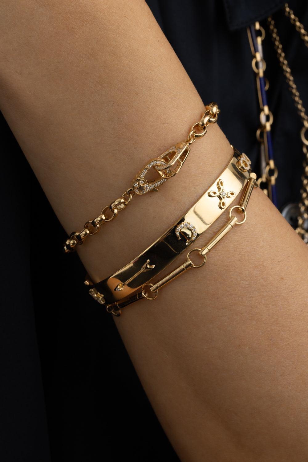 Sister Hook - Heavy Diamond Belcher Bracelet-YELLOW GOLD-JEWELRYFINE JEWELBRACELET O-FOUNDRAE