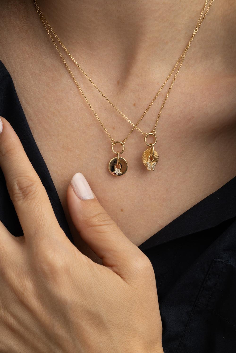 Gold Star Disk Necklace-YELLOW GOLD-JEWELRYFINE JEWELNECKLACE O-FOUNDRAE