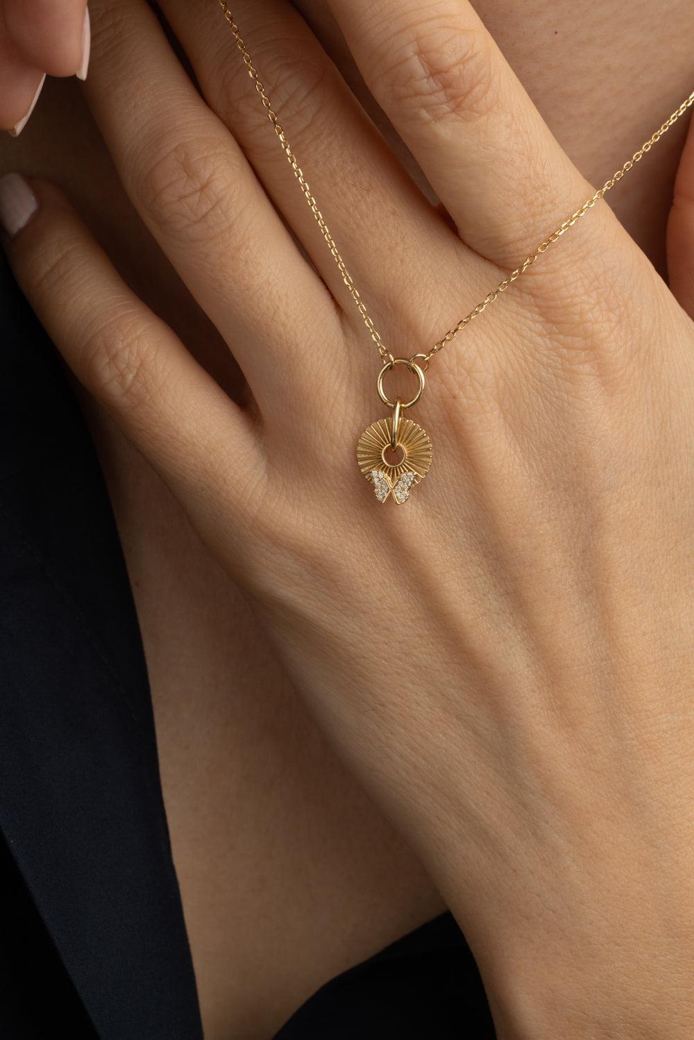 Butterfly - Reverie Symbol Disk Necklace-YELLOW GOLD-JEWELRYFINE JEWELNECKLACE O-FOUNDRAE