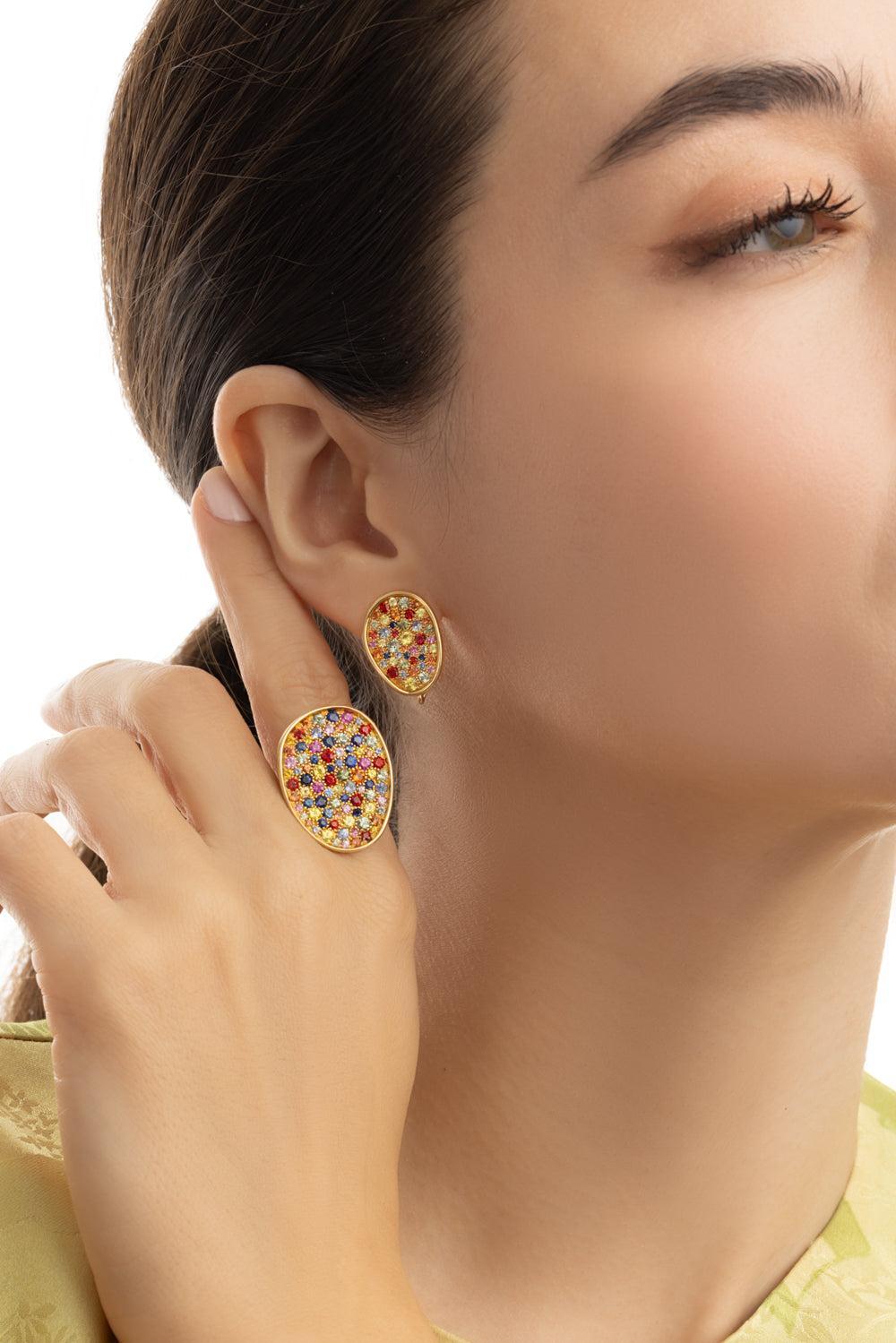 Convertible Sapphire Statement Lunaria Earrings-YELLOW GOLD-JEWELRYFINE JEWELEARRING-MARCO BICEGO