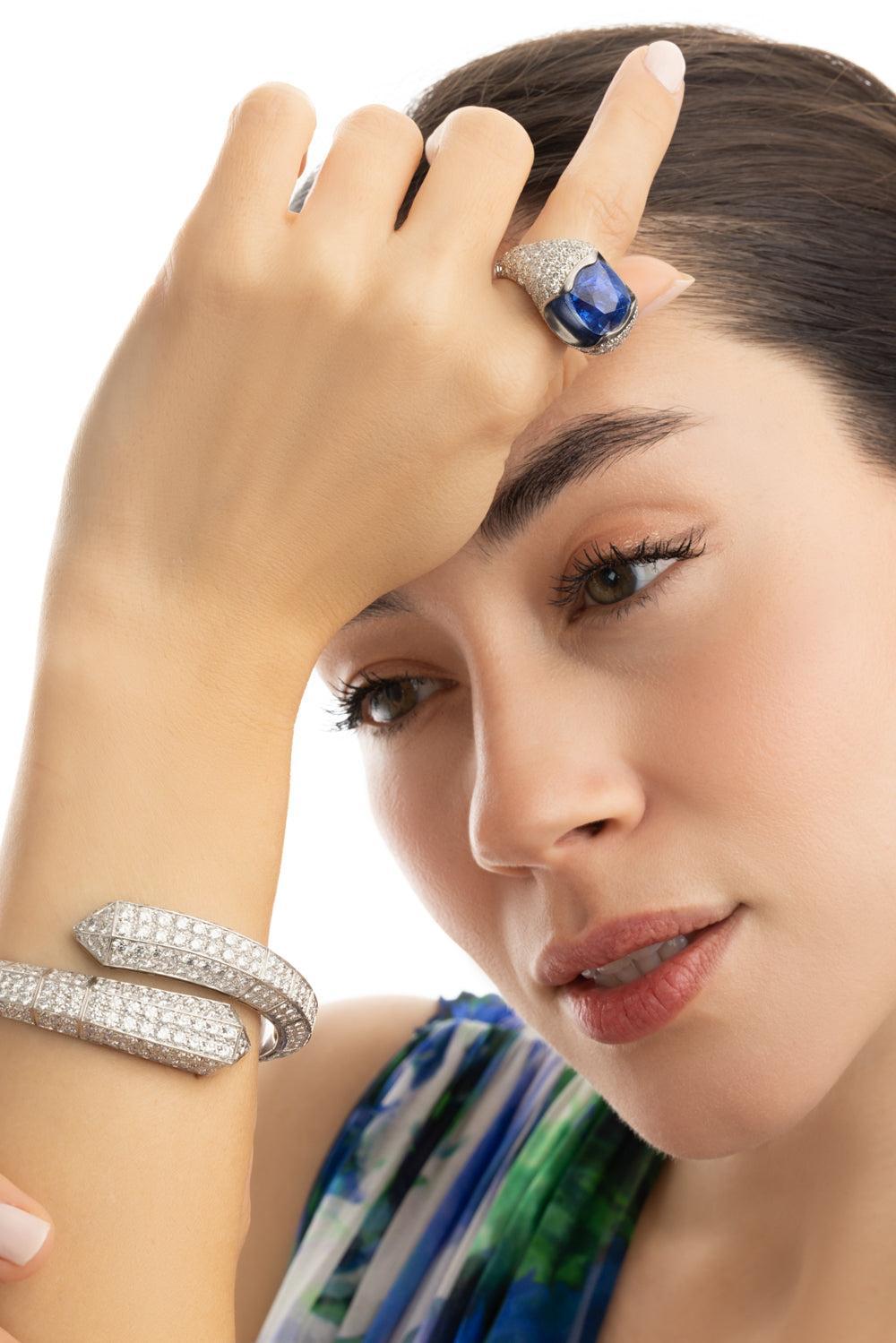 Sapphire Diamond Ring-PLATINUM-JEWELRYFINE JEWELRING-DAVID WEBB