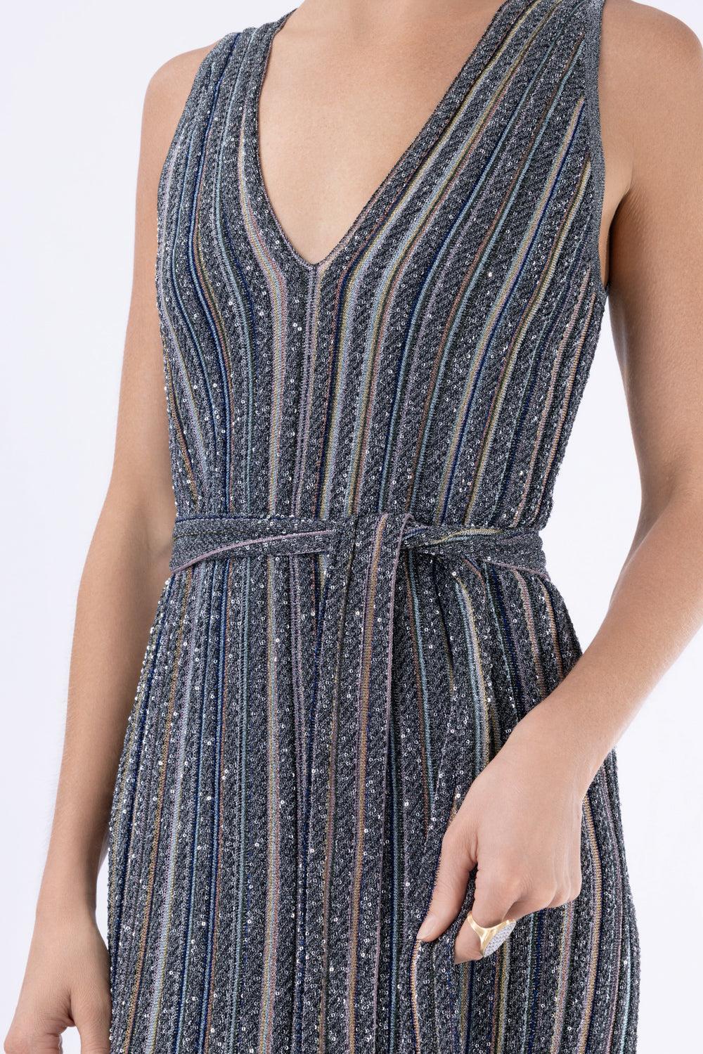 Sleeveless Long Knit Dress - Multicolor Black-GEOMETRC-40-CLOTHINGDRESSCOCKTAIL-MISSONI