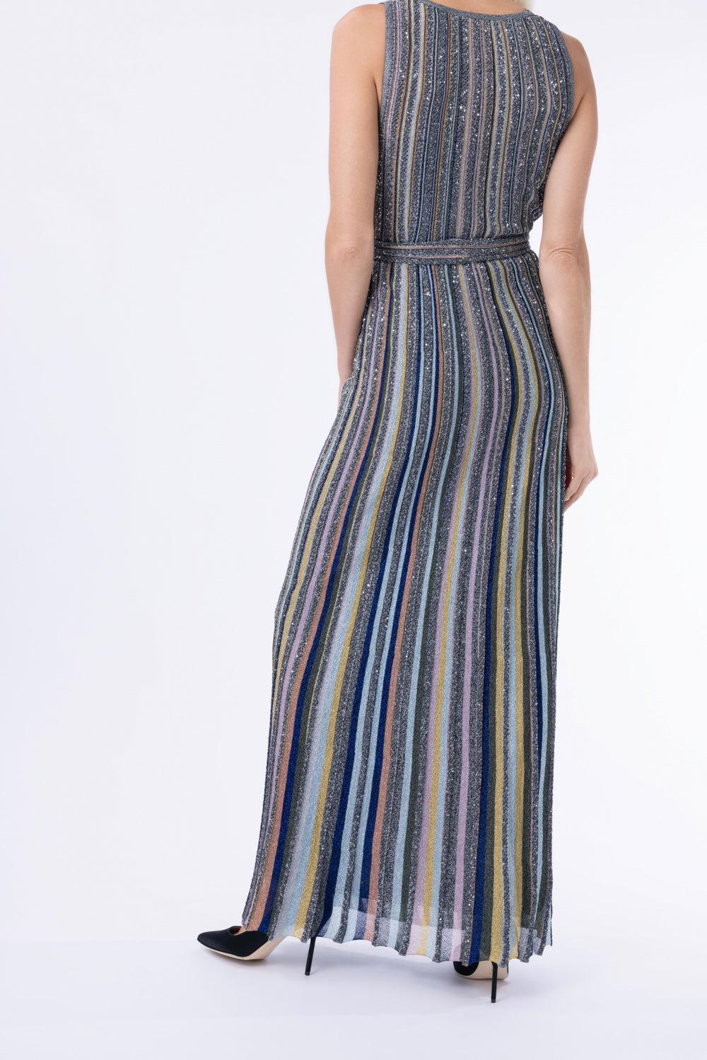 Sleeveless Long Knit Dress - Multicolor Black-GEOMETRC-40-CLOTHINGDRESSCOCKTAIL-MISSONI