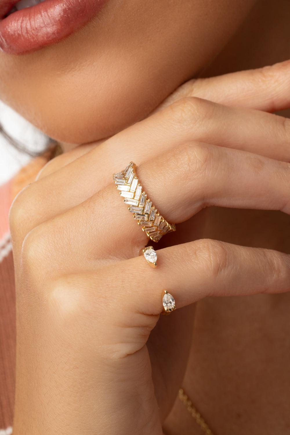 Pear Diamond Ring-YELLOW GOLD-5-JEWELRYFINE JEWELRING-ANITA KO