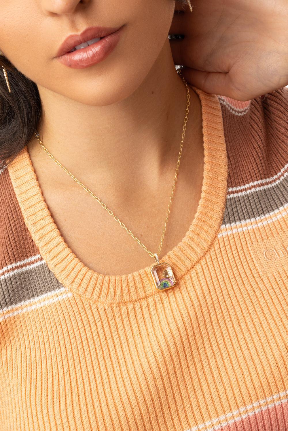 Baguette Diamond Oval Locket Necklace-YELLOW GOLD-18-JEWELRYFINE JEWELNECKLACE O-LOQUET