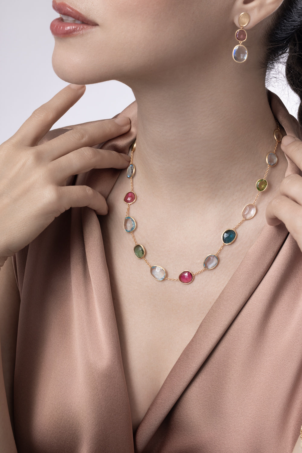 Tourmaline Topaz Unico Necklace-YELLOW GOLD-16.5-JEWELRYFINE JEWELNECKLACE O-MARCO BICEGO