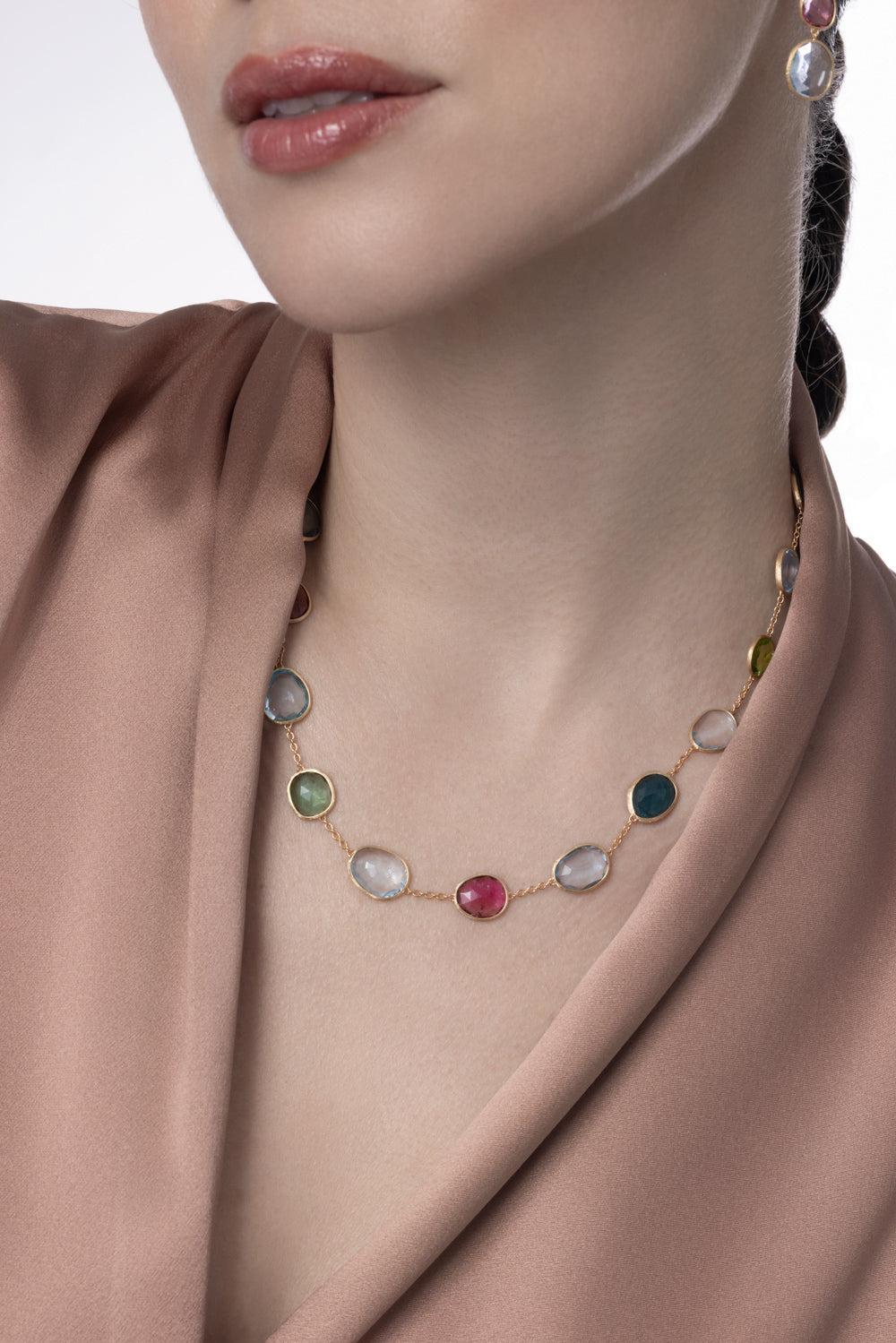 Tourmaline Topaz Unico Necklace-YELLOW GOLD-16.5-JEWELRYFINE JEWELNECKLACE O-MARCO BICEGO