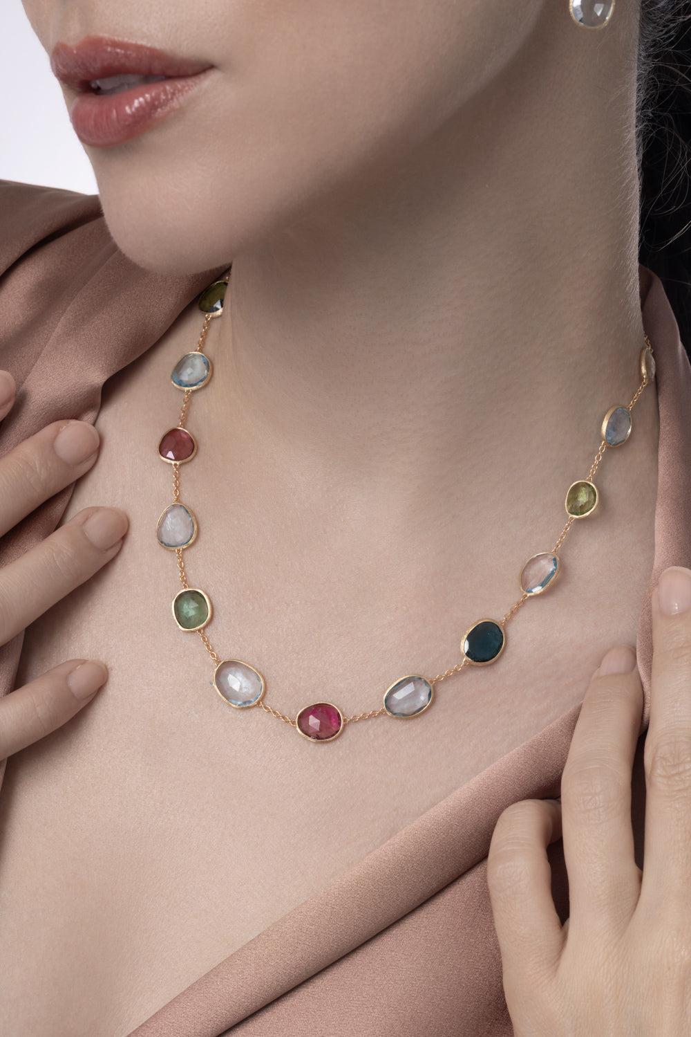 Tourmaline Topaz Unico Necklace-YELLOW GOLD-16.5-JEWELRYFINE JEWELNECKLACE O-MARCO BICEGO