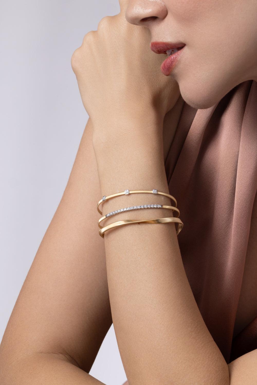 Diamond Bar Masai Coil Bangle Bracelet-YELLOW GOLD-JEWELRYFINE JEWELBRACELET O-MARCO BICEGO