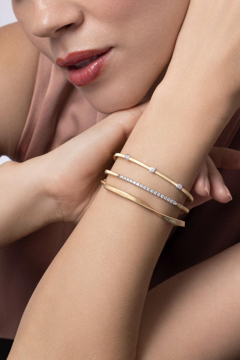 Diamond Bar Masai Coil Bangle Bracelet-YELLOW GOLD-JEWELRYFINE JEWELBRACELET O-MARCO BICEGO