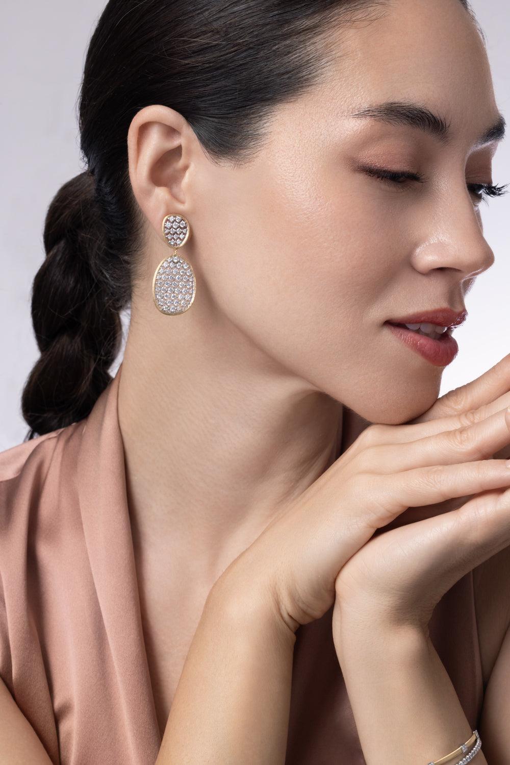Diamond Lunaria Petal Earrings-YELLOW GOLD-JEWELRYFINE JEWELEARRING-MARCO BICEGO