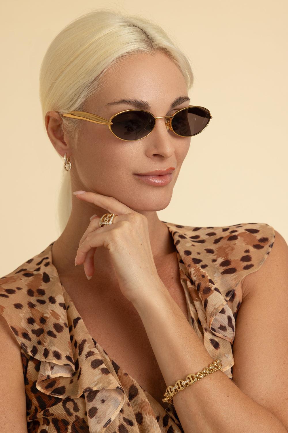 Sardine Oval Sunglasses-GLDGDGRY-ACCESSORIESUNGLASSES-BOTTEGA VENETA