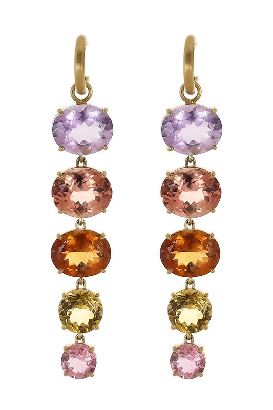 Rose Of France Tourmaline Gemmy Gem Huggie Earrings-YELLOW GOLD-JEWELRYFINE JEWELEARRING-IRENE NEUWIRTH JEWELRY