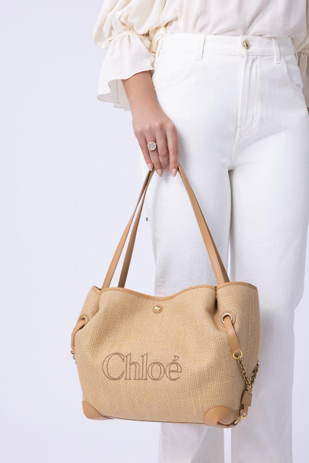 Clover Raffia Bag - Bleached Brown-BROWN-HANDBAGSHOULDER-CHLOÉ