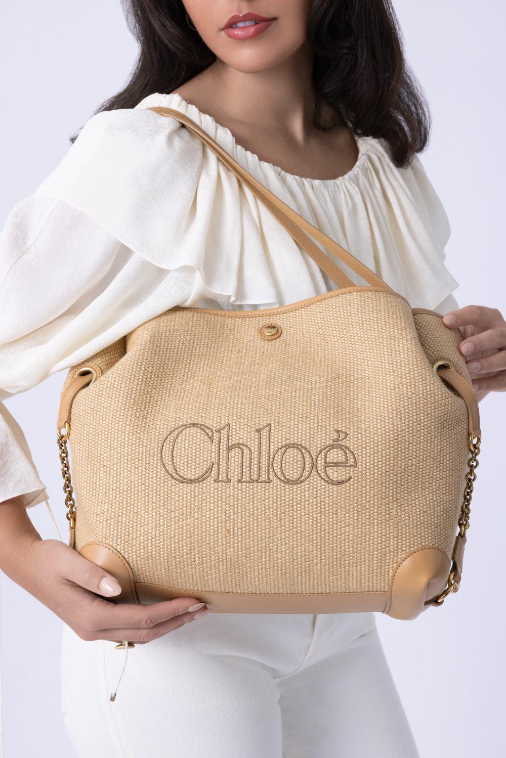 Clover Raffia Bag - Bleached Brown-BROWN-HANDBAGSHOULDER-CHLOÉ