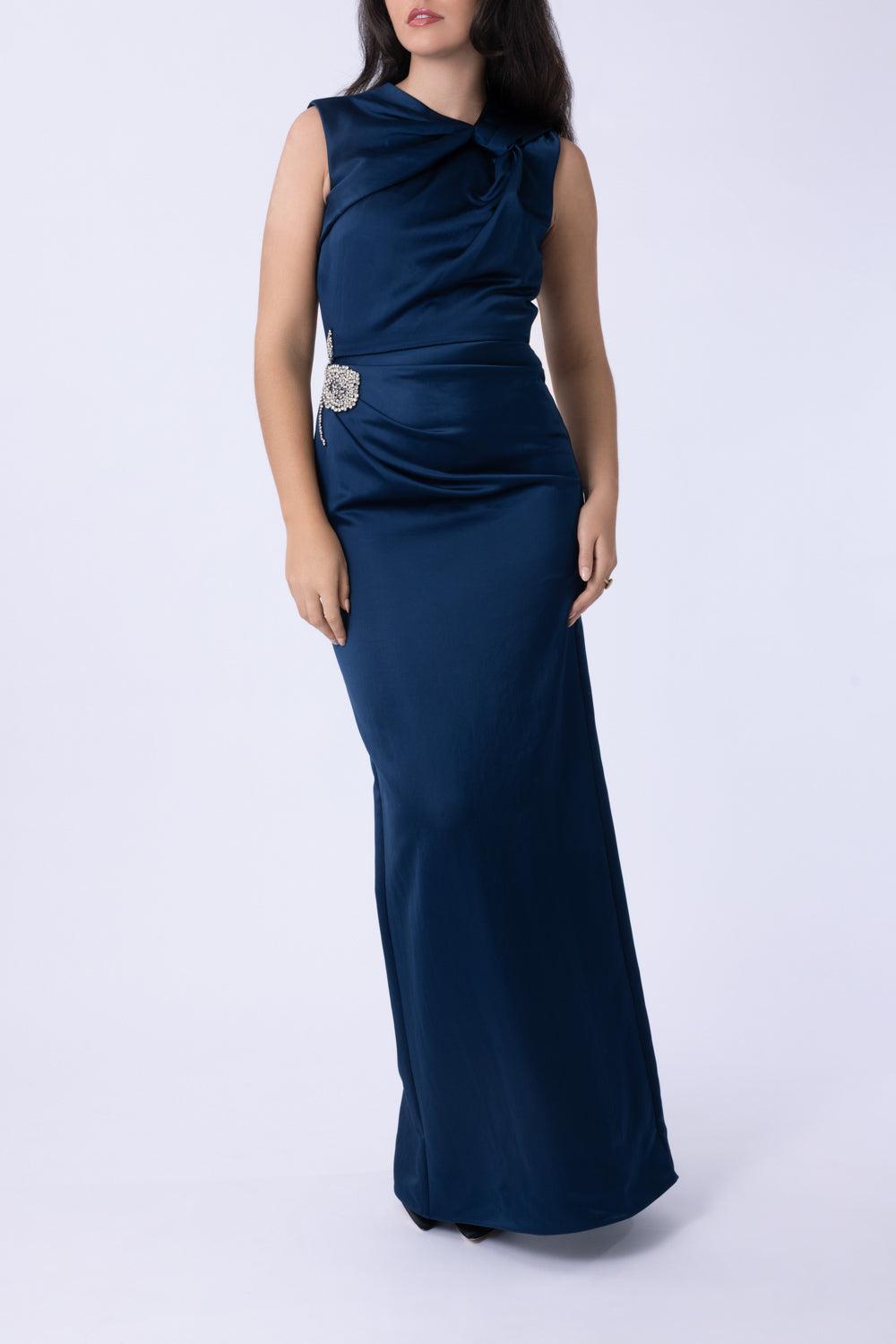 Embroidered Sleeveless Pencil Gown-BLUE-4-CLOTHINGDRESSCOCKTAIL-ERDEM