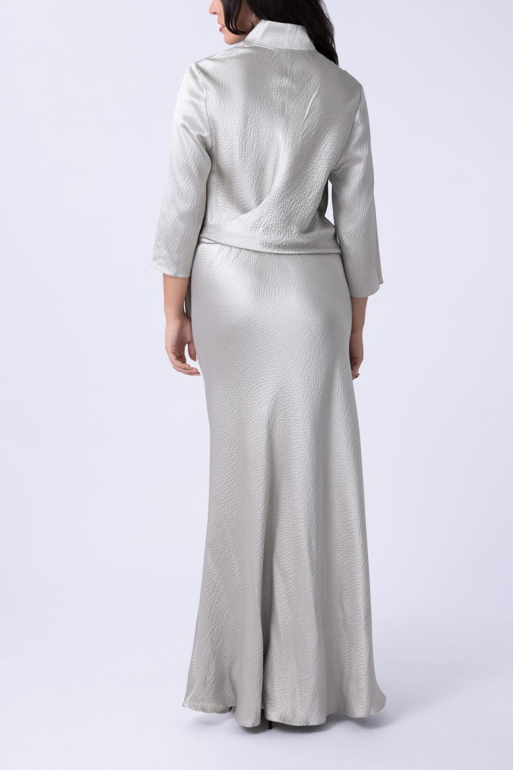 Blouse Maxi Dress - Silver-SILVER-P-CLOTHINGDRESSGOWN-PETER COHEN