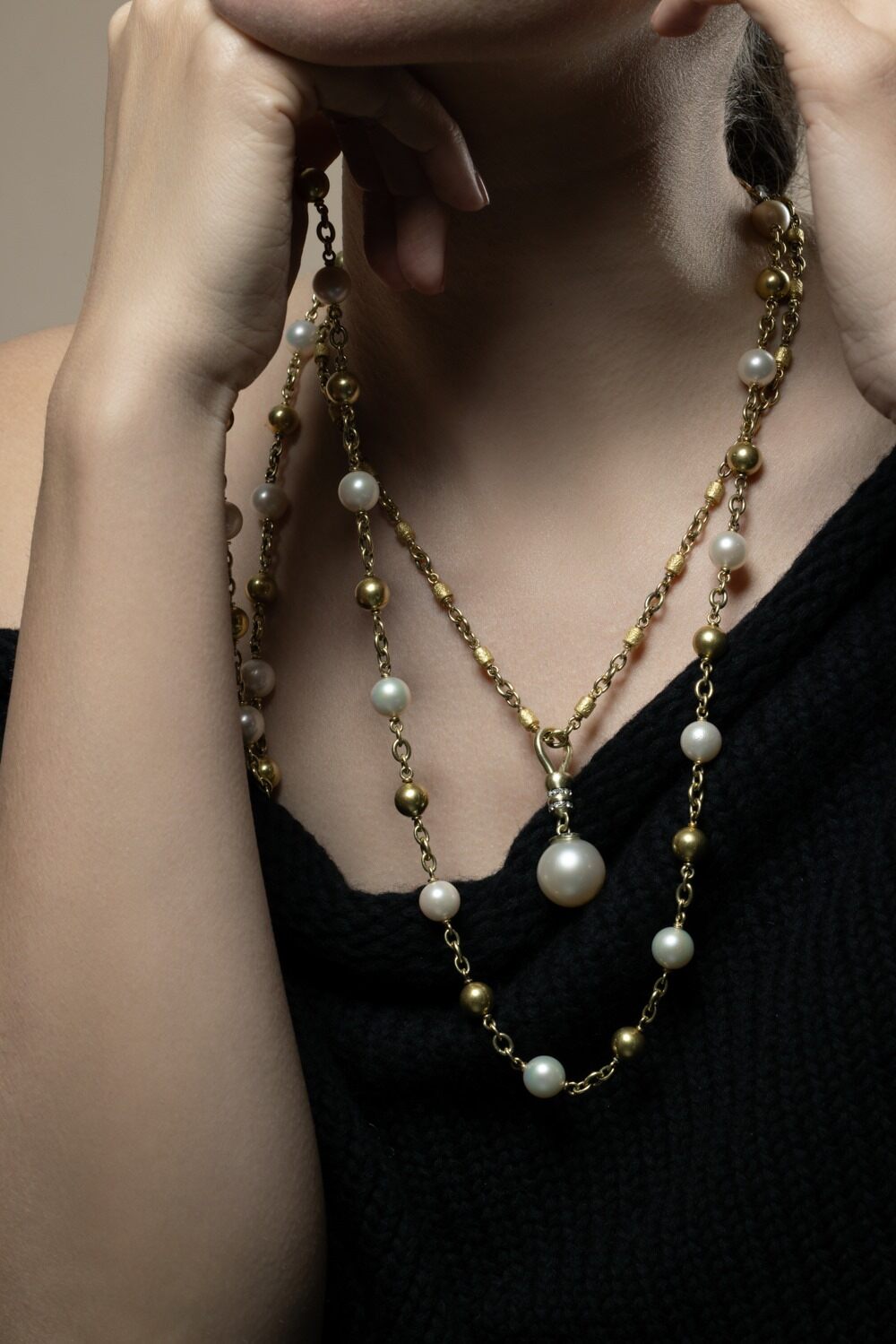Textured Nugget Necklace-YELLOW GOLD-18-JEWELRYFINE JEWELNECKLACE O-SYLVA & CIE