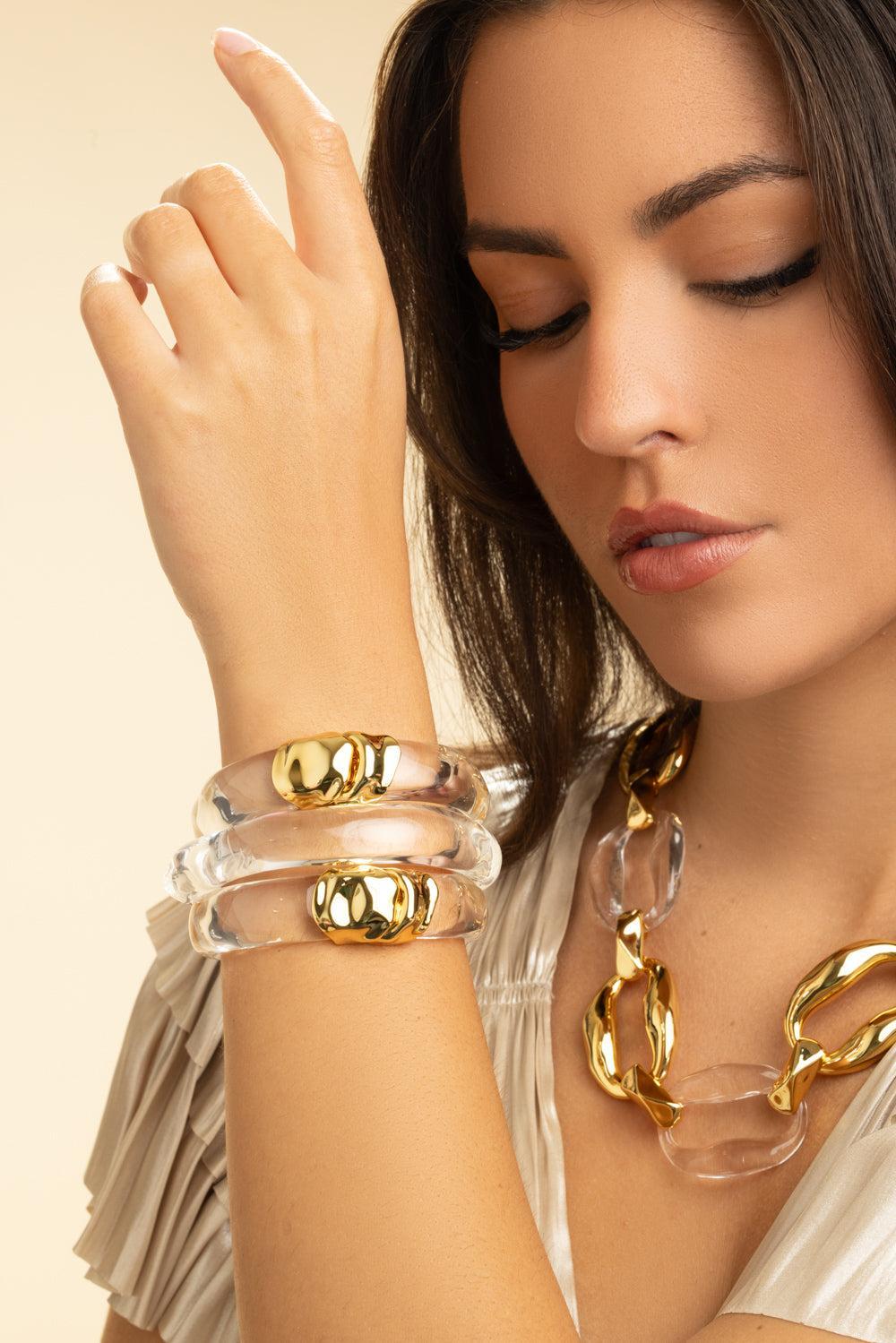 Molten Lucite Hinge Bracelet-CLEAR-JEWELRYBOUTIQUEBRACELET O-ALEXIS BITTAR