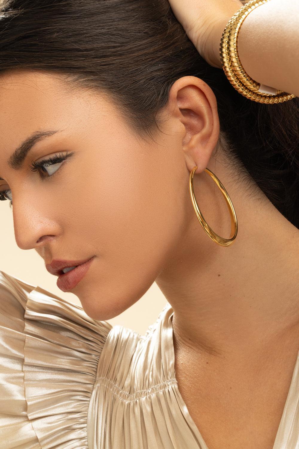 Oval Hoop Earrings-YELLOW GOLD-JEWELRYFINE JEWELEARRING-SIDNEY GARBER