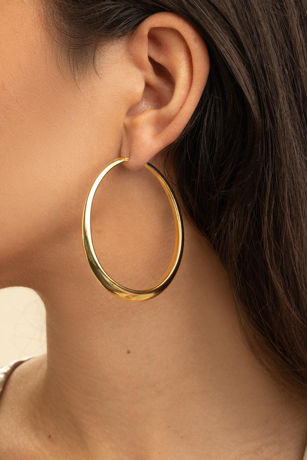 Oval Hoop Earrings-YELLOW GOLD-JEWELRYFINE JEWELEARRING-SIDNEY GARBER