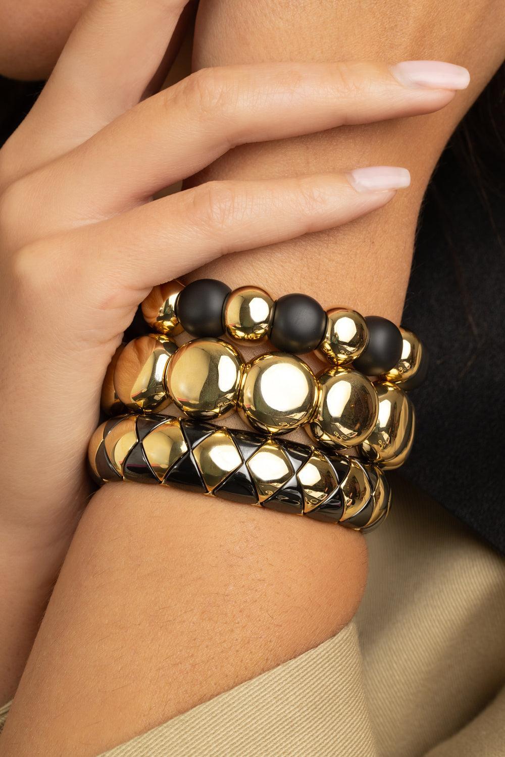 Small Gold Aura Dama Stretch Bracelet-YELLOW GOLD-JEWELRYFINE JEWELBRACELET O-ROBERTO DEMEGLIO
