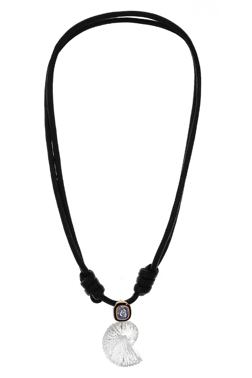 Sapphire Nautilus Shell Necklace-ROSE GOLD-JEWELRYFINE JEWELNECKLACE O-DEZSO BY SARA BELTRAN