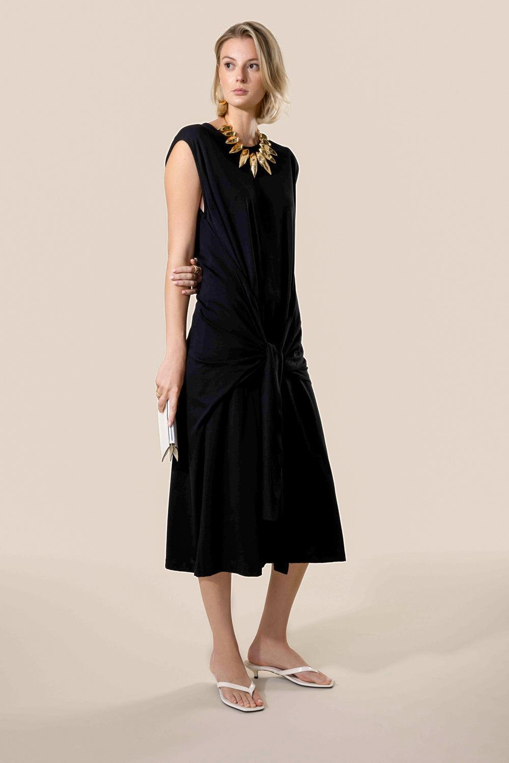 Tie-Waist Dress - Black-BLACK-XXS-CLOTHINGDRESSCASUAL-TOTEME