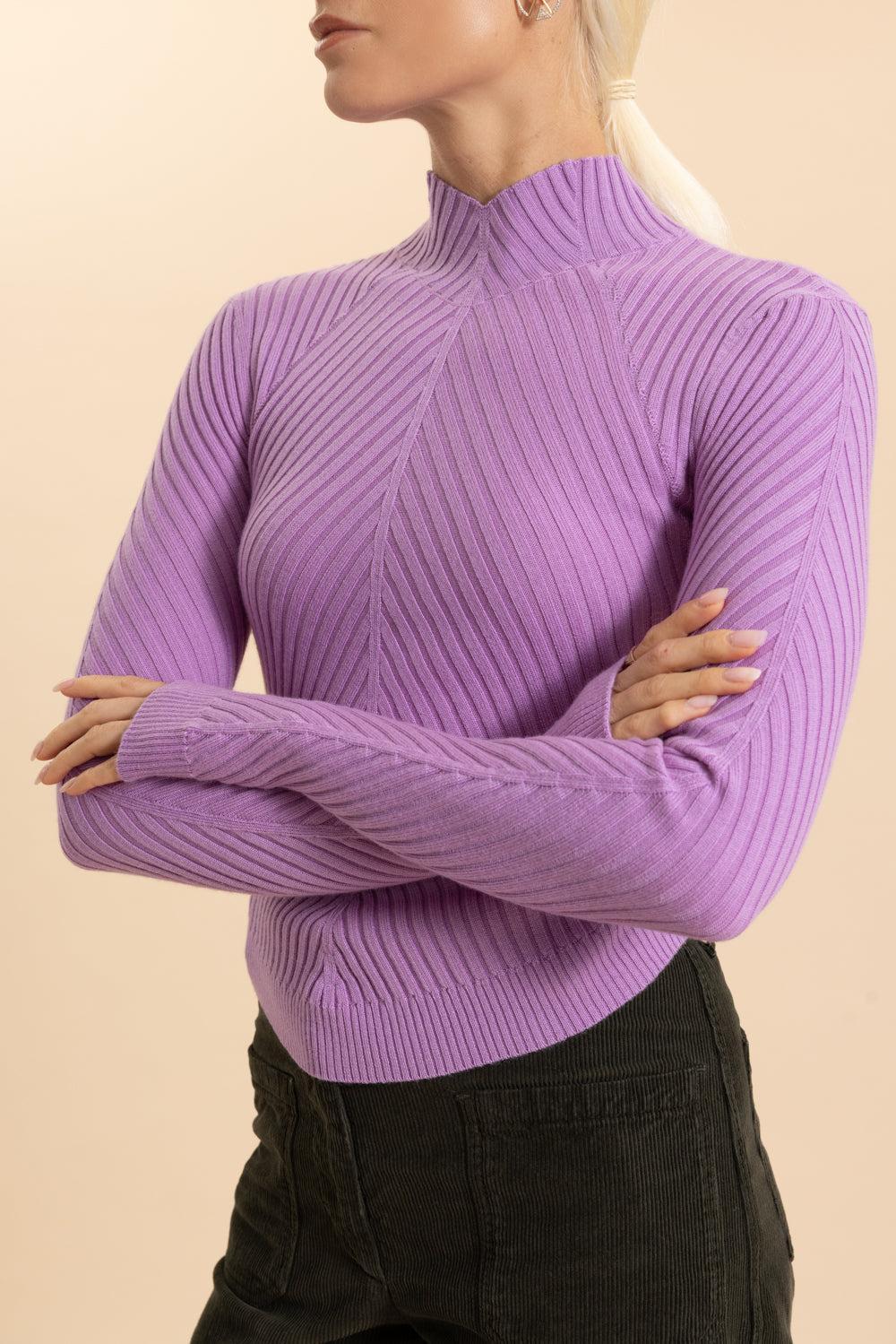 Ribbed Long Sleeve Polo Top-VERBENA-XS-CLOTHINGTOPKNITS-VICTORIA BECKHAM