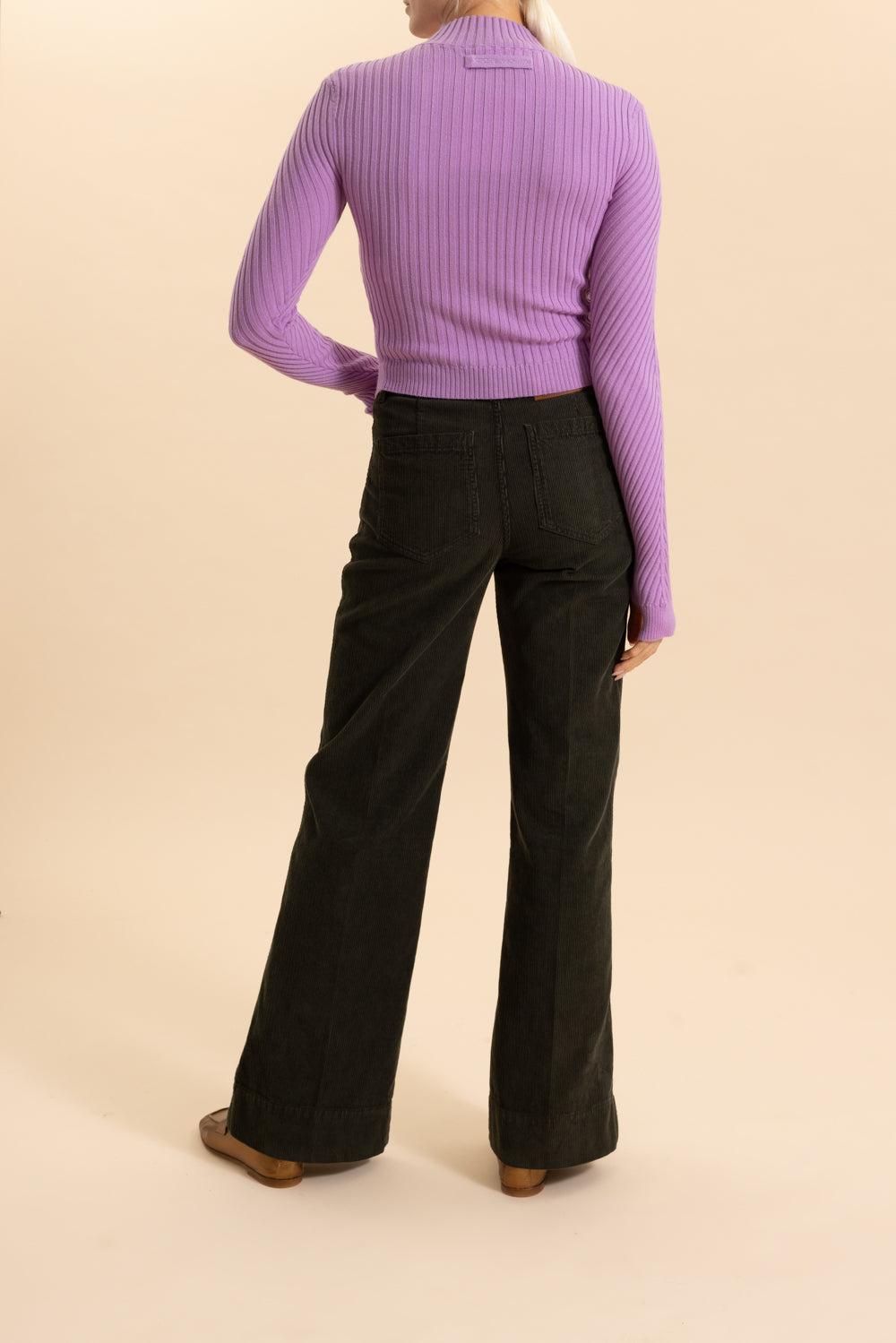 Ribbed Long Sleeve Polo Top-VERBENA-XS-CLOTHINGTOPKNITS-VICTORIA BECKHAM