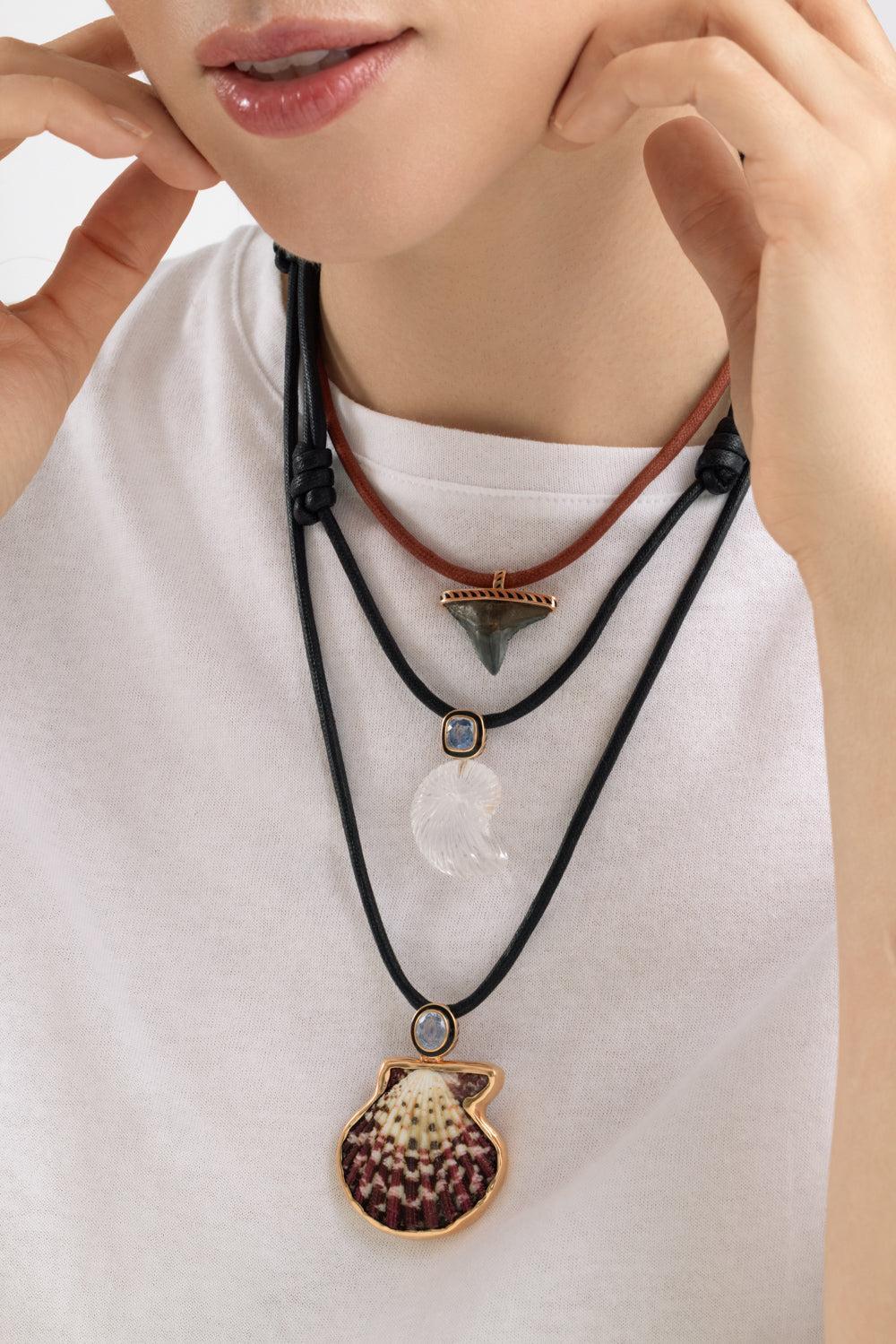 Grande Black Shark Tooth Pendant-ROSE GOLD-JEWELRYFINE JEWELNECKLACE O-DEZSO BY SARA BELTRAN