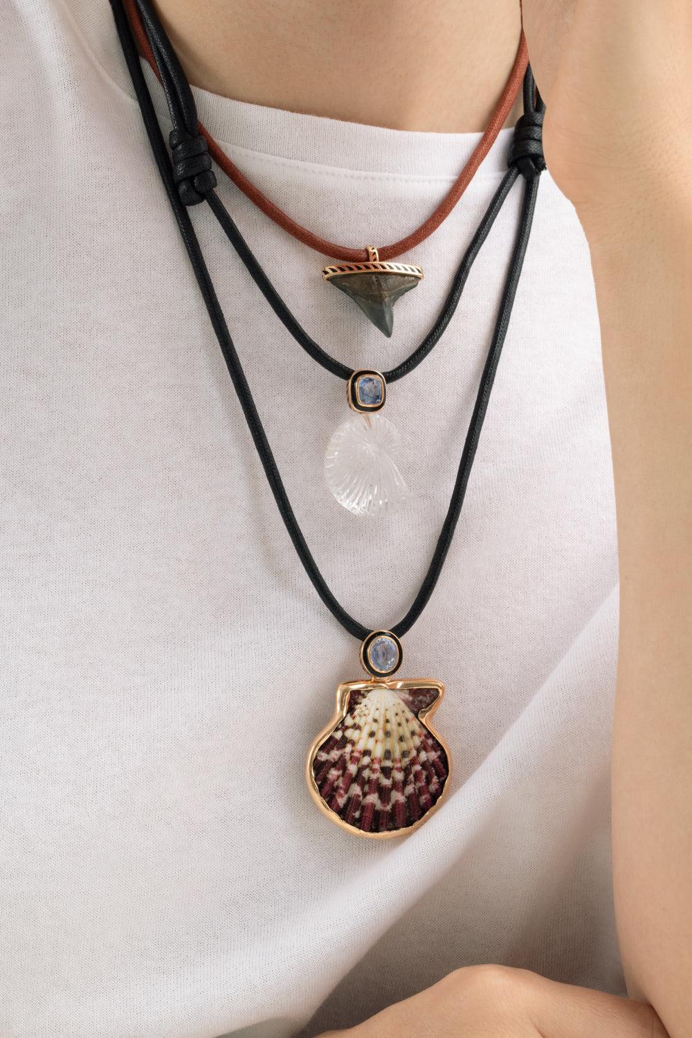 Grande Black Shark Tooth Pendant-ROSE GOLD-JEWELRYFINE JEWELNECKLACE O-DEZSO BY SARA BELTRAN