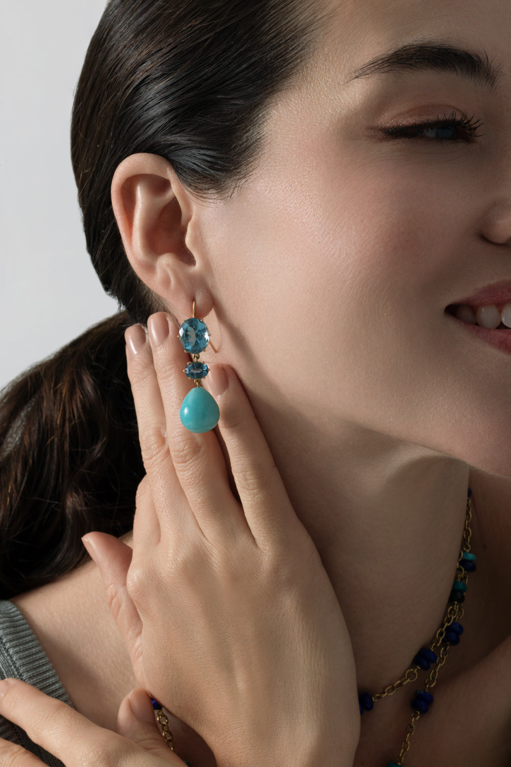 Blue Topaz Amazonite Drop Earrings