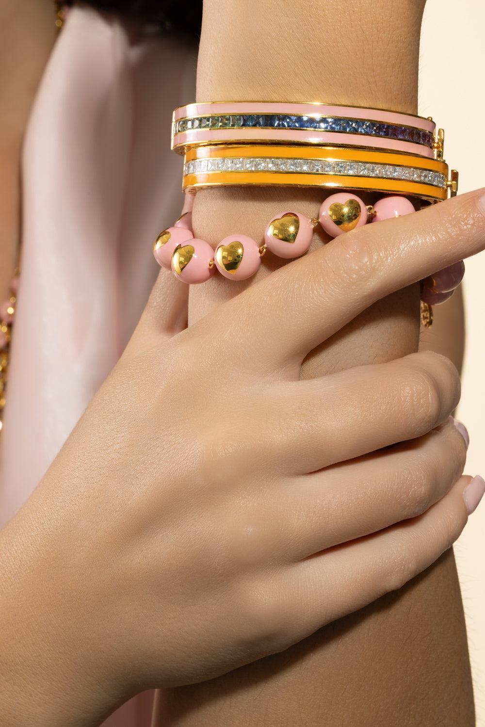 Bubblegum Heart Bracelet-YELLOW GOLD-JEWELRYFINE JEWELBRACELET O-BUDDHA MAMA